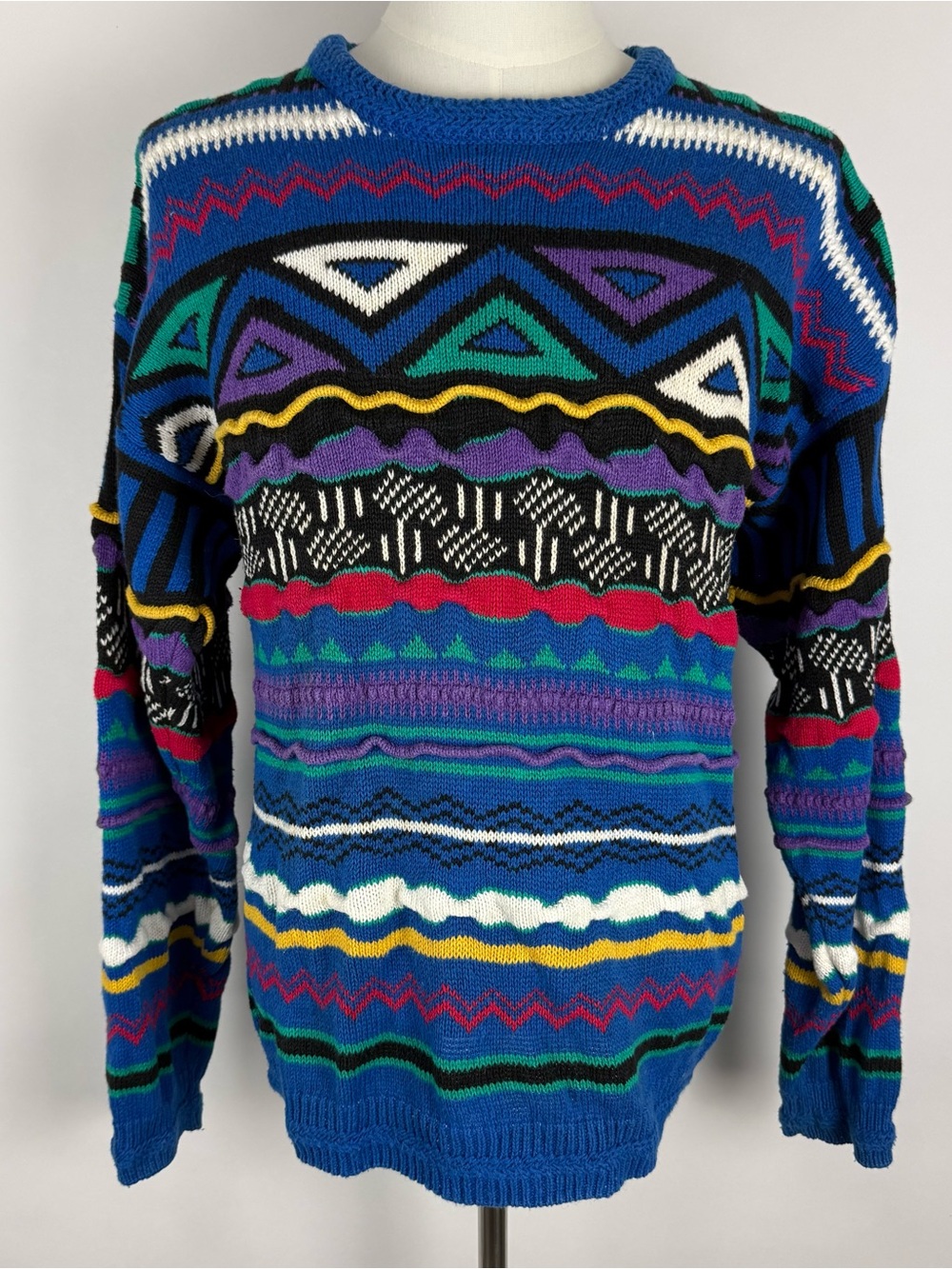 Vintage 90s Concrete Mix Sweater Mens L Multicolored Grandpa Coogi Style Retro